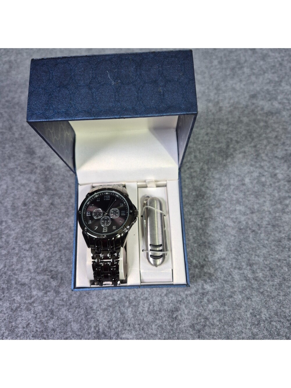 NEW FMDAL .751 Black Dial Men's Watch with 3 Blade Pocket Knife Classic Casual